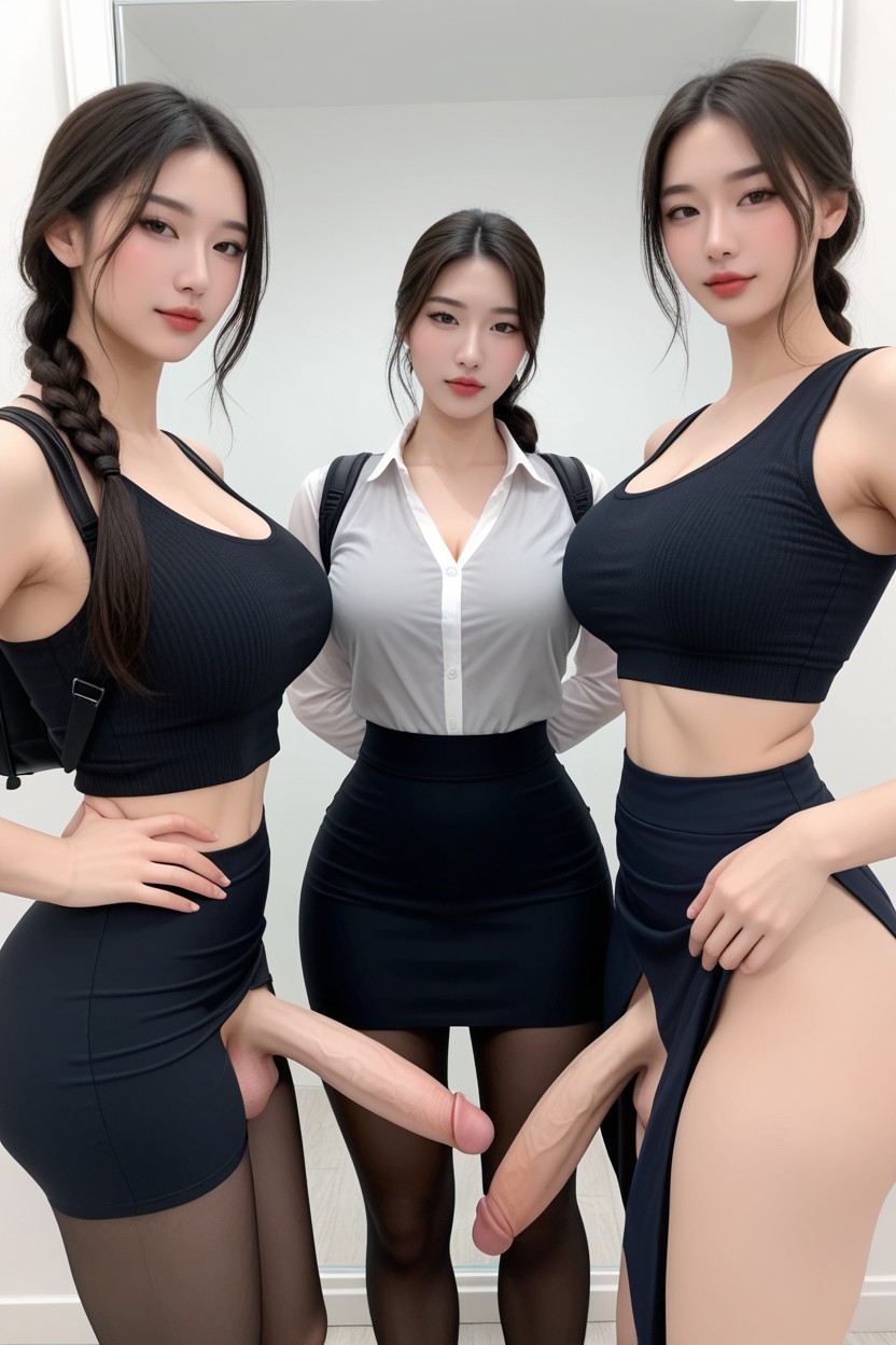 Blue Hour, Ultra Detailed Penis, Geflochten Asiatischer KI Porno