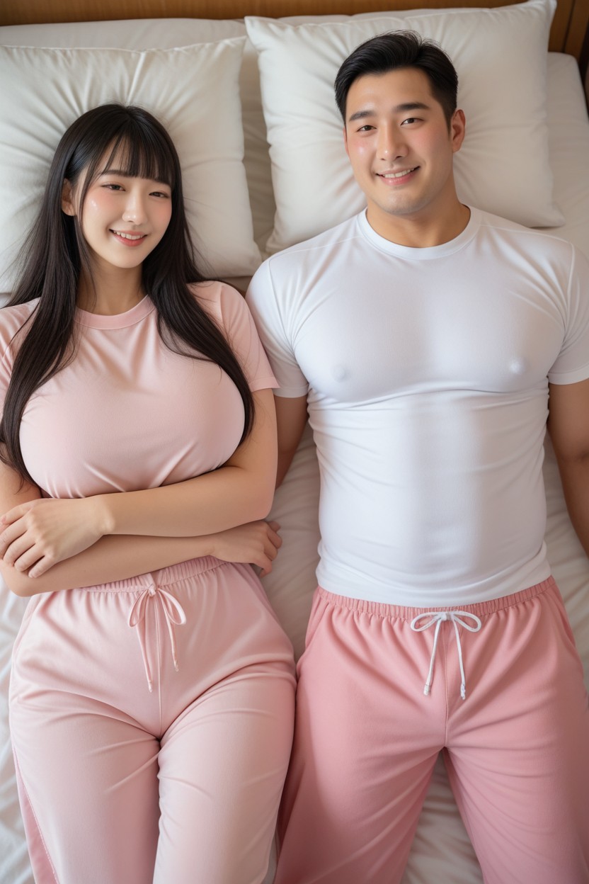 双人图, Black Hair, Pale Skin AI国产黄片