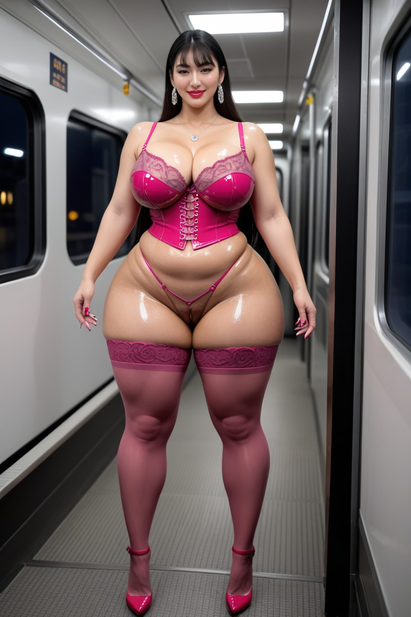 Debout, Lingerie, Corset Porno IA Asiatique