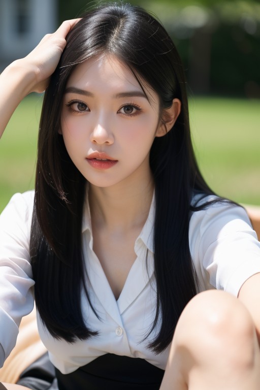 Soft Pale Fair Skin, Hyper Flexible Position, Blunt Bangs Asian AI Porn