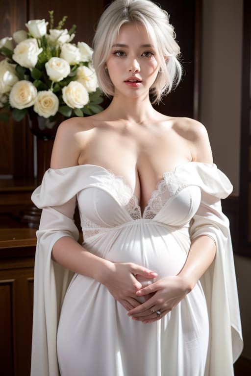 Getting Pregnant, Sweaty, White Hair Porno asiático IA