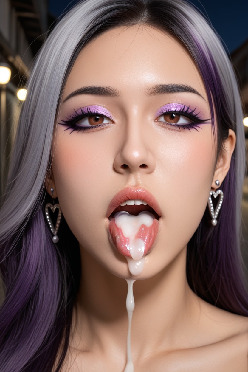 Glossy Red Full Lips, Night, Excessive Cum Overflow The Mouth AI國產黃片