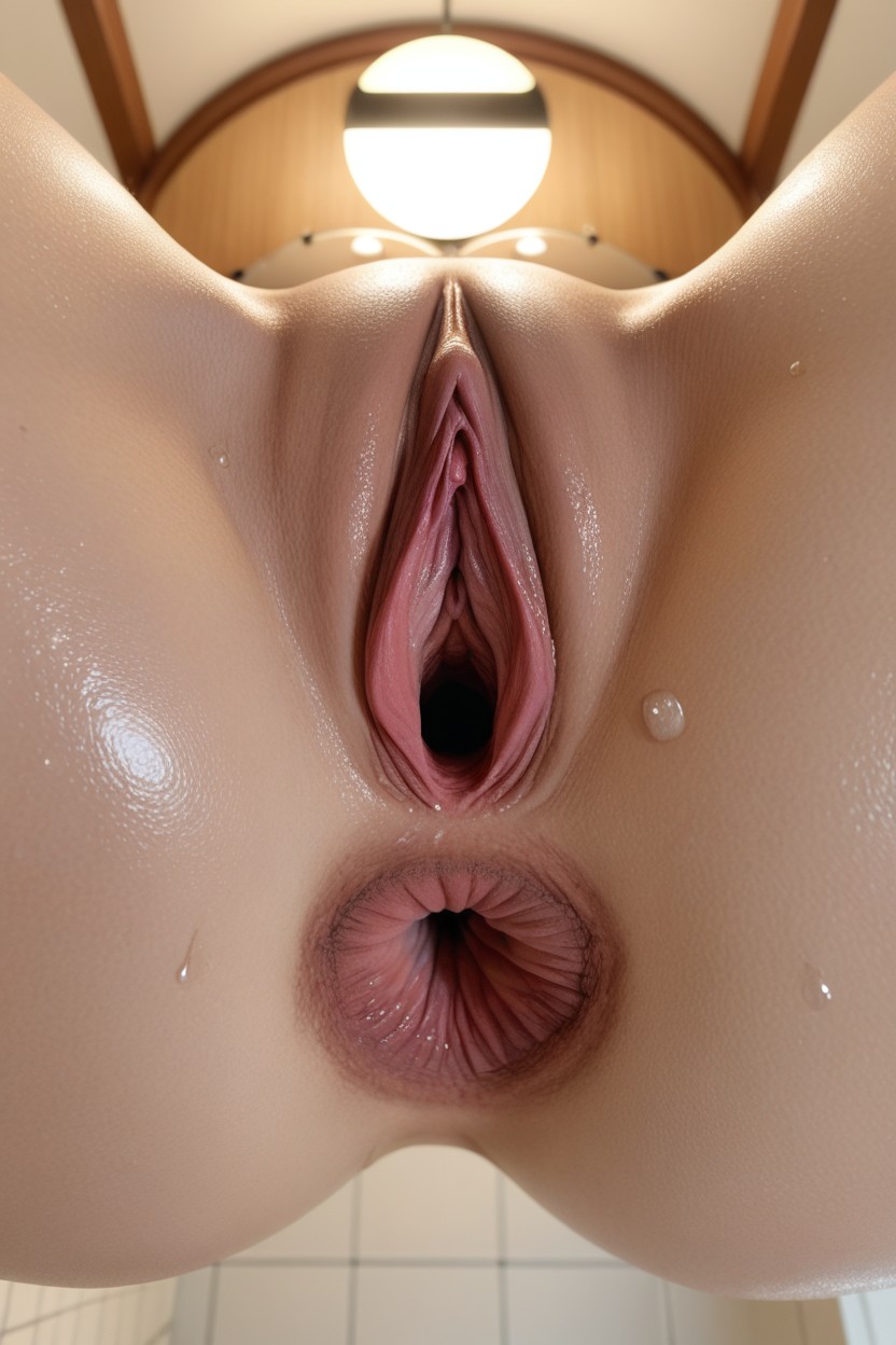 Wet And Shiny Skin, Pink Anus, Wide Hips Asian AI Porn