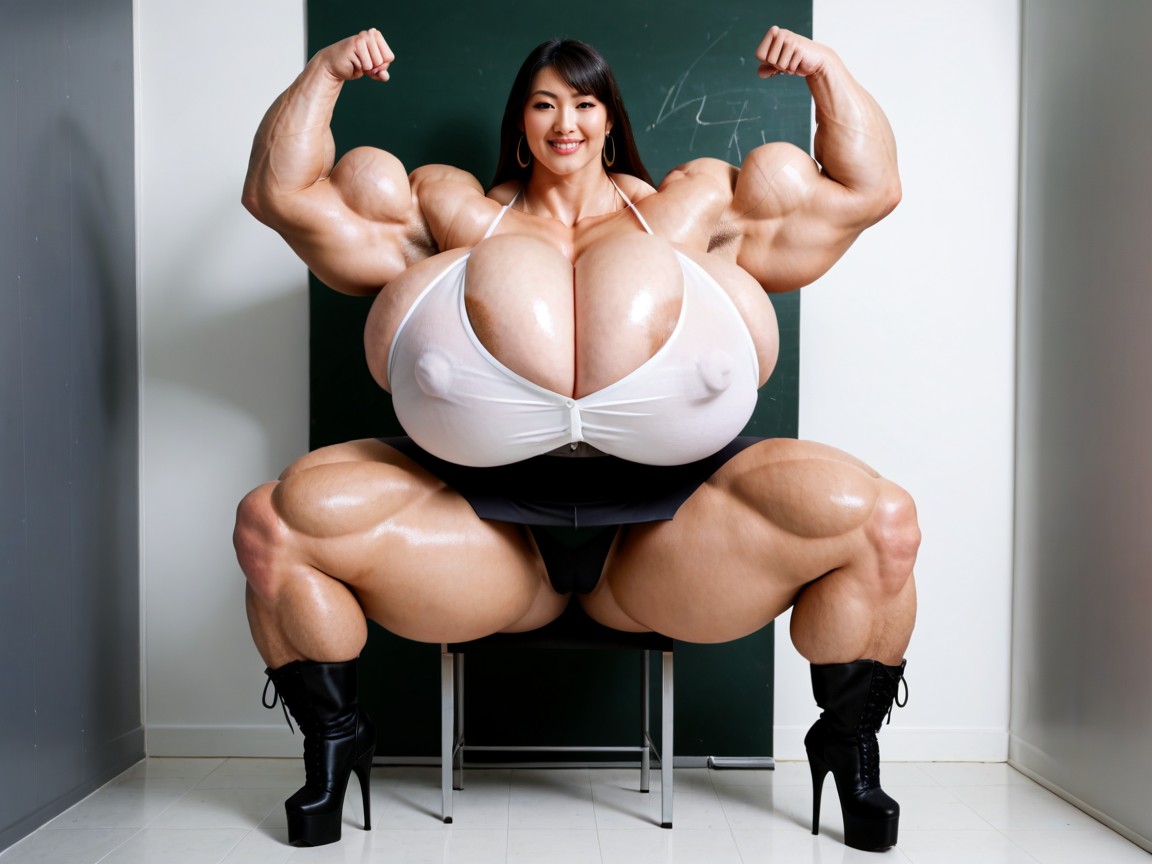 Massive Fat Tits, Voluptuous, Woman With Hyper Gigantic Muscles Asian AI Porn