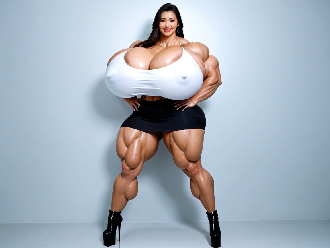 Sexy Hot Asian Milf, Curvy Body, Gigantic Muscles Asian AI Porn