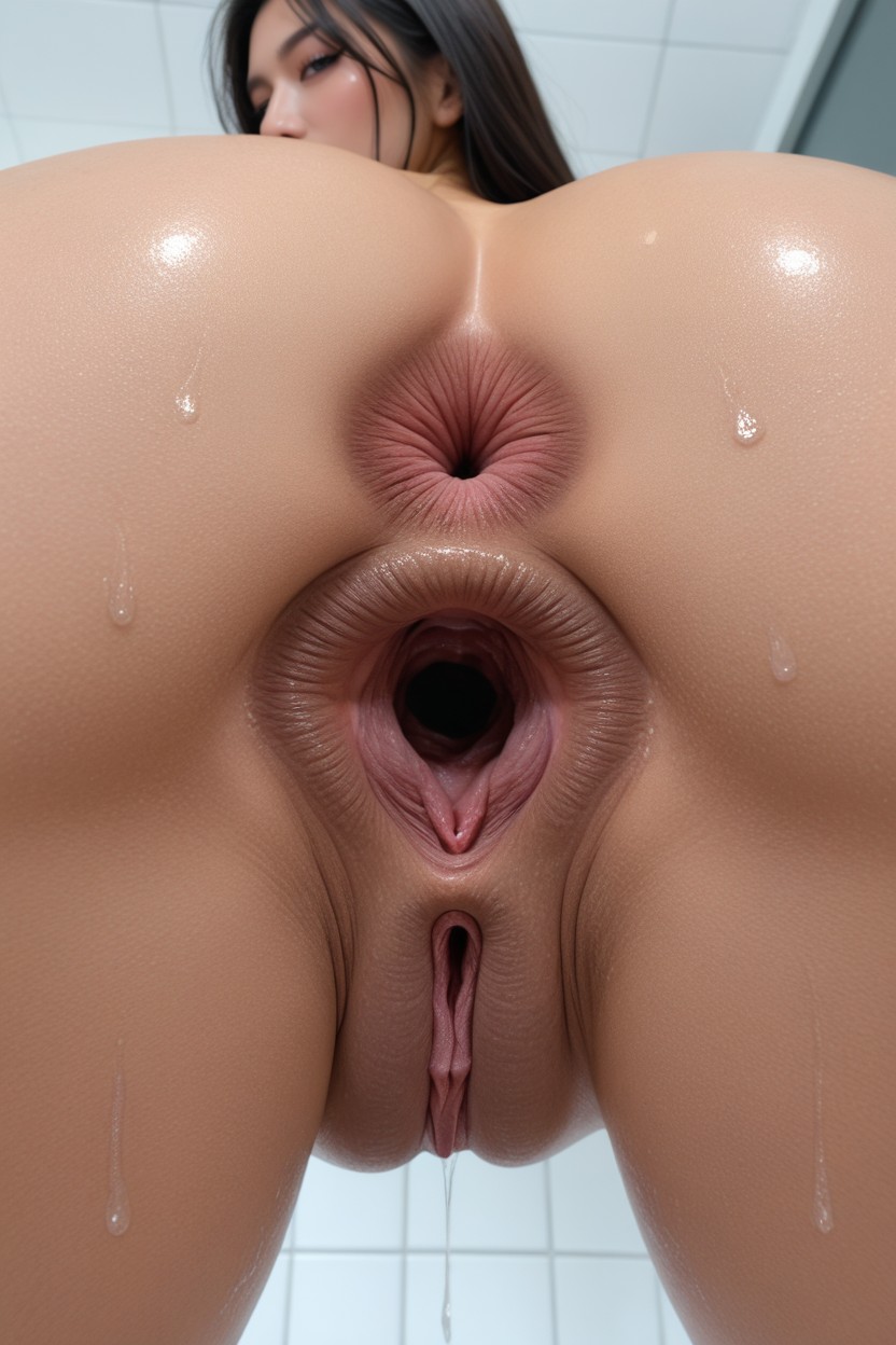 Viewer Facing The Butt, Anal Tunnel, Bathroom Stall Asian AI Porn