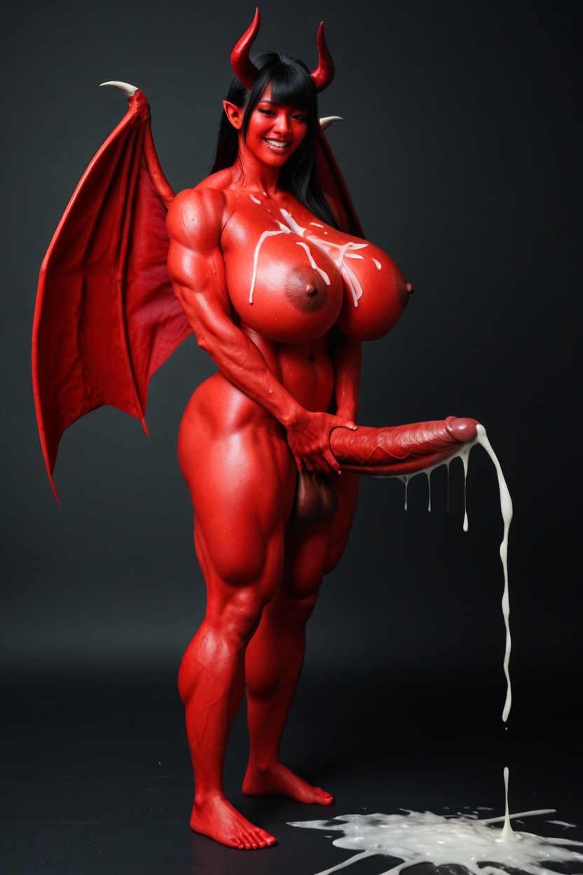 Cum Dripping From Body, Red Big Wings, Nu Porno IA Asiatique
