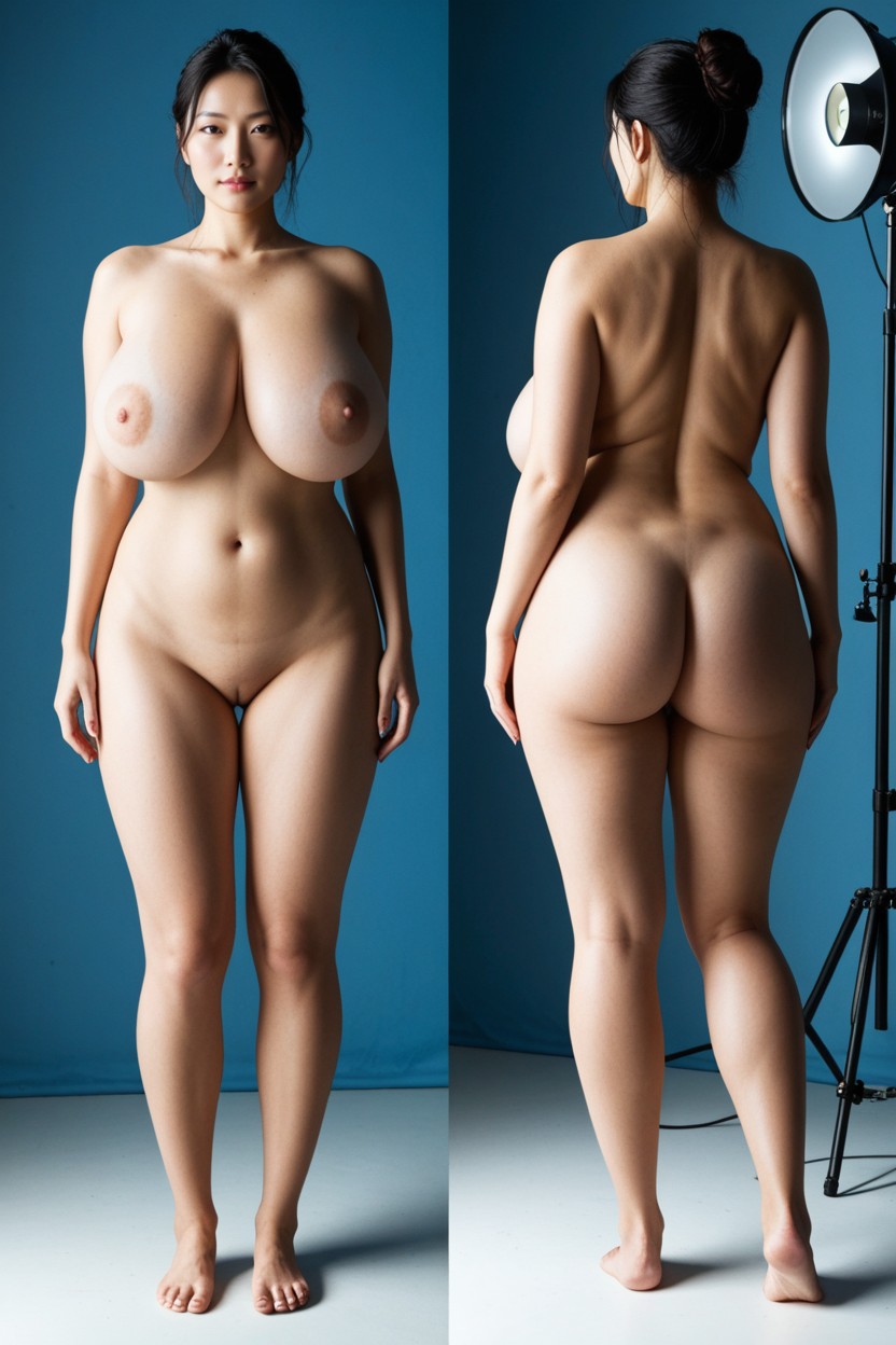 Huge Breasts, Beautiful Japanese Facial Features, Inverted Nipples Asian AI Porn
