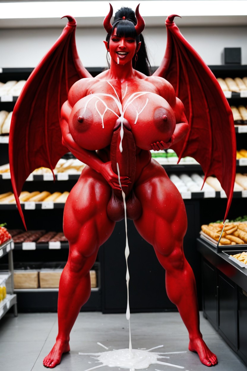 Cumdump, Cum Dripping From Body, Gigantic Enormous Biceps Asian AI Porn