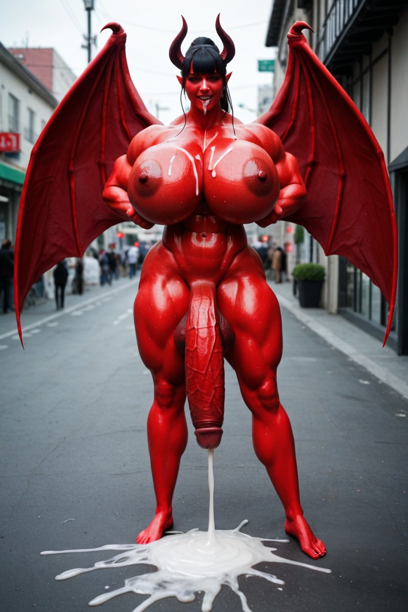 Hyper Muscular Futa Succubus, Gigantic Scalene, Gigantic Trapezius Asian AI Porn