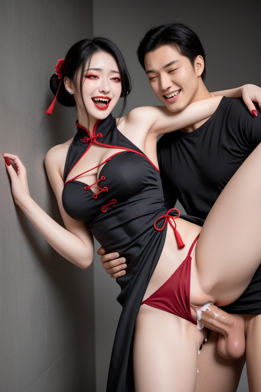 Standing, Korean Idol Face, Red Panties Asian AI Porn