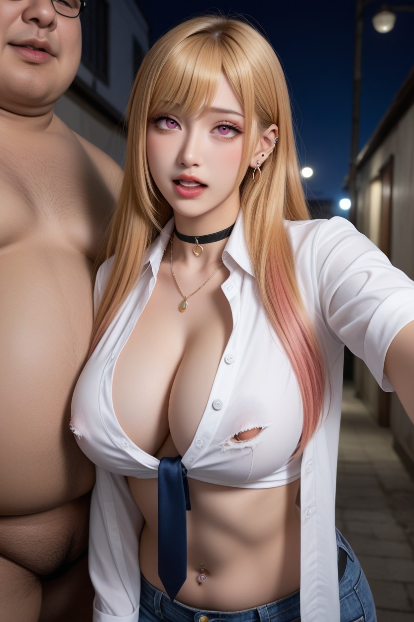 Shocked, Open Clothes, In A Coner Of Alley Asian AI Porn