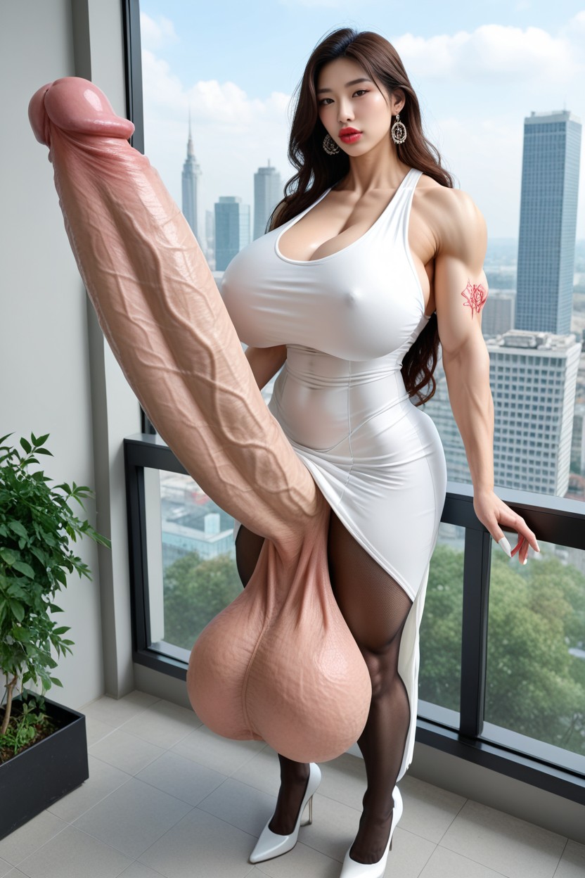 Gigantic Breasts, Vista Frontal, Vestido De Boda Porno asiático IA