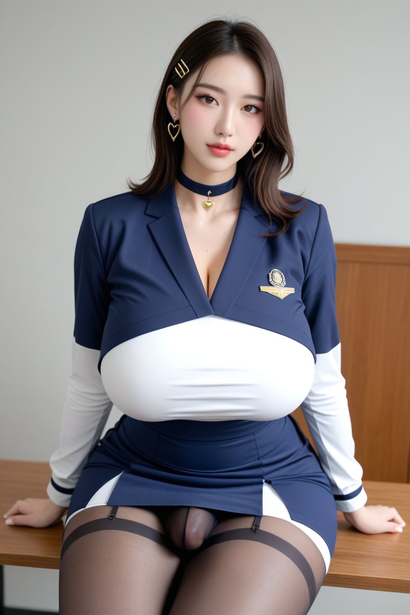 Hard Breathing, Sitting On A Bench, Thick Hips Asian AI Porn