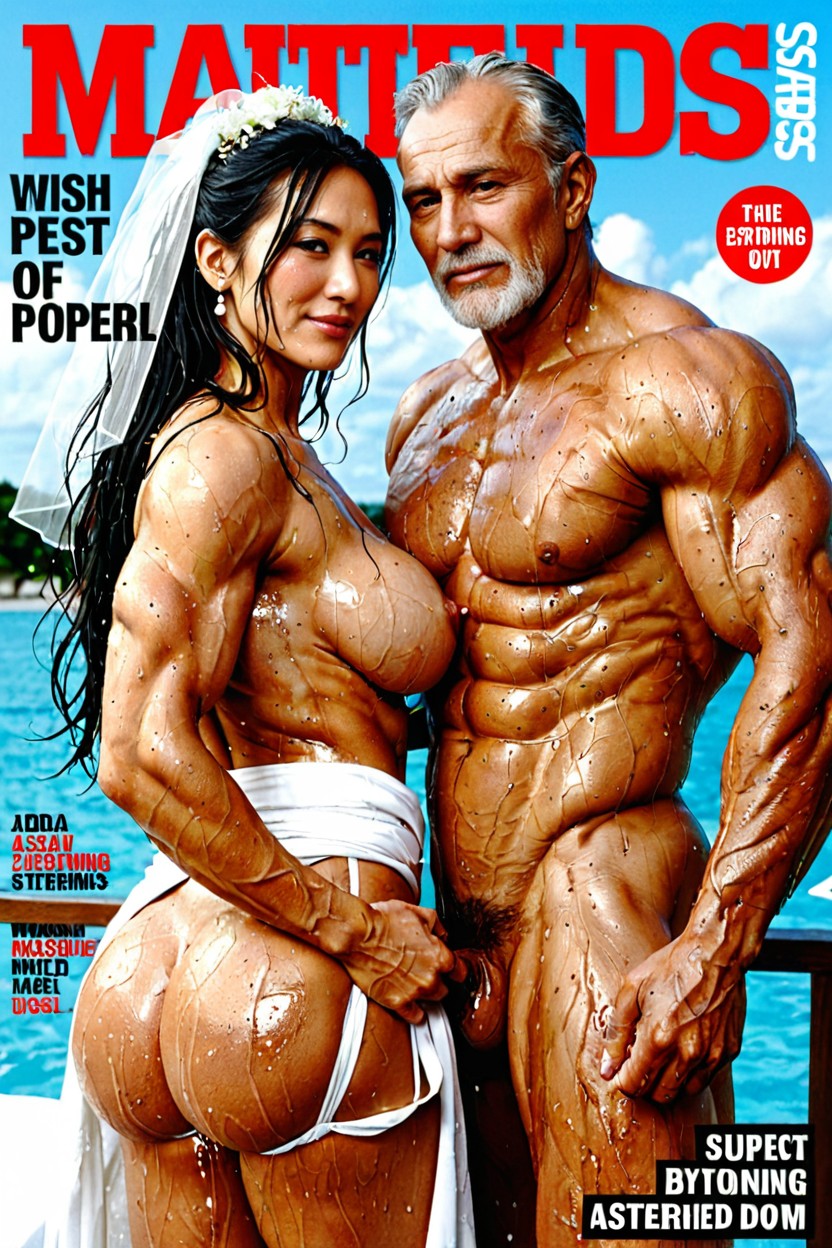 Moisturized Skin, Sharp Biceps, Arms Spread, Woman Porno IA Asiatique