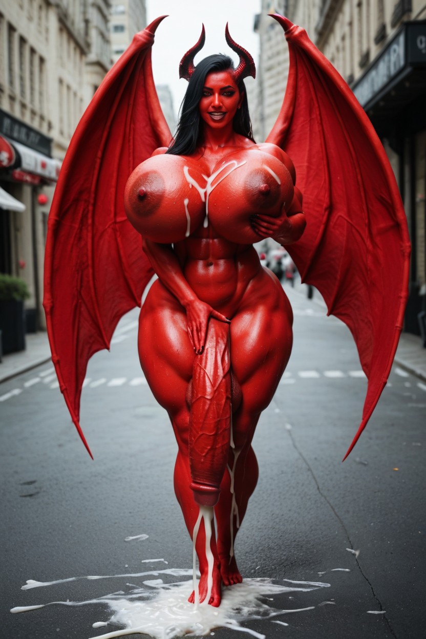 Succubus Naked, Hyper Massive Thick Cock, Succubus Back Big Wings Asiatischer KI Porno