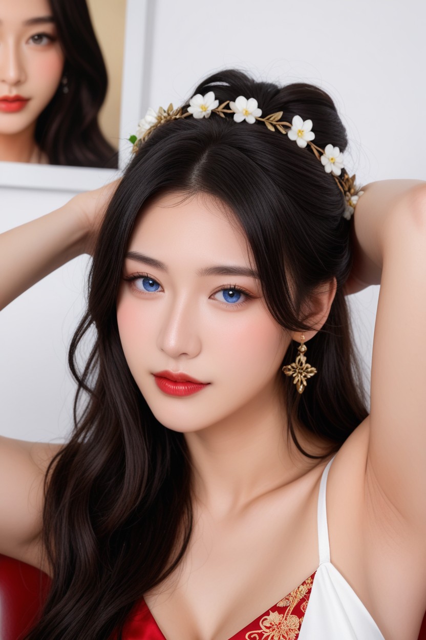 Bouclé, Romantic Bowhair Styles, Stand Porno IA Asiatique