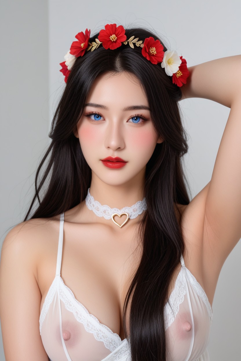 Beautiful Face, Big Charming Eyes, A Glamorous Body Porno asiático IA