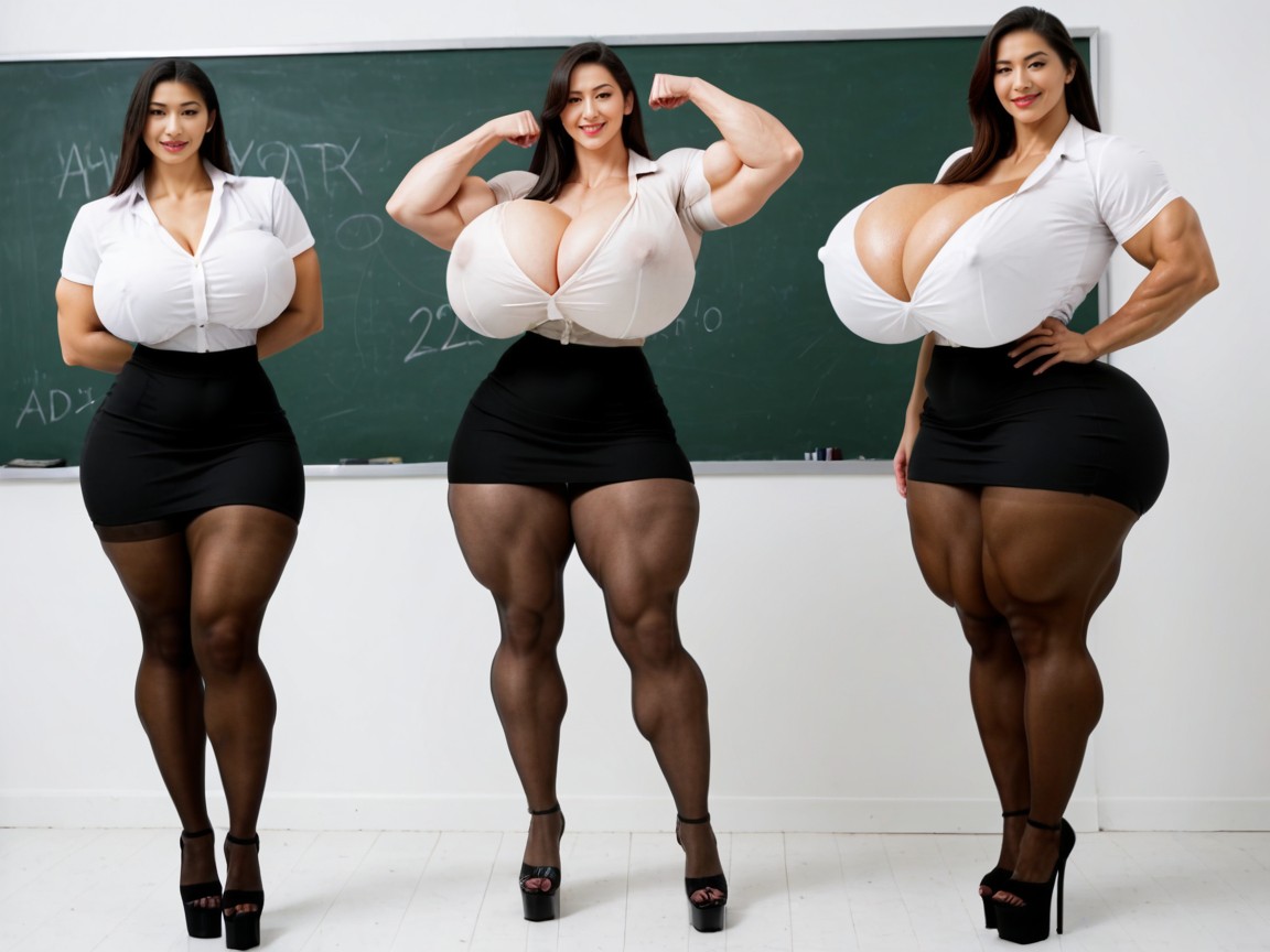 Massive Round Buttocks, Gigantic Ass, Gigantic Breasts Pornografia asiática com IA