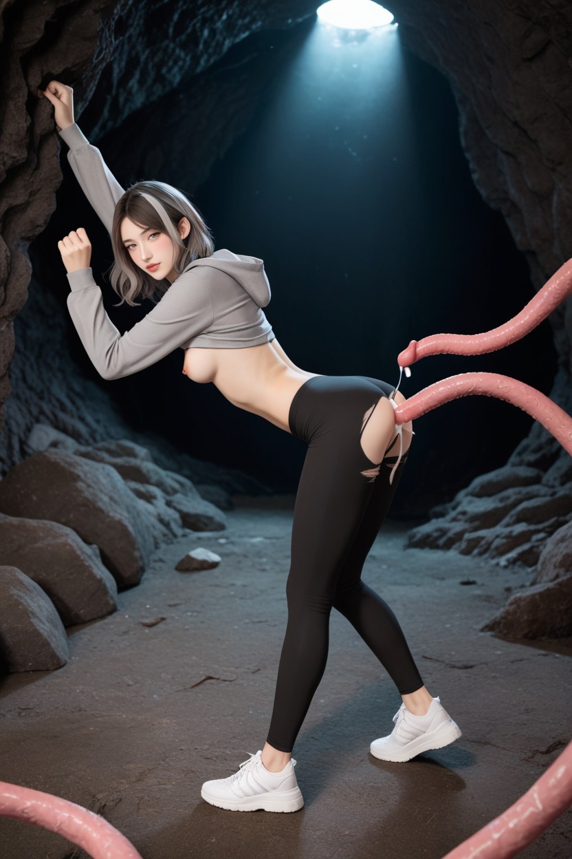 Agachándose, Brown Hair With Grey Highlights, 18+ Porno asiático IA