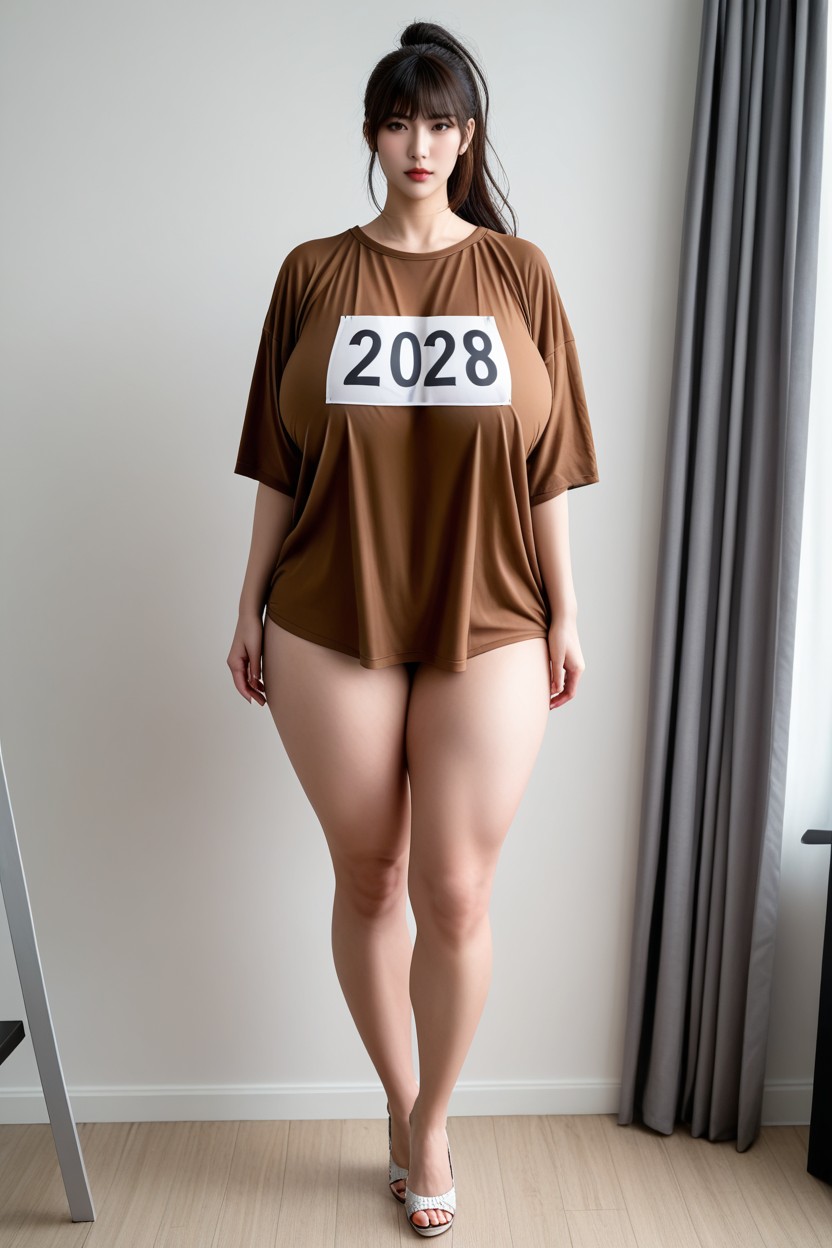 Messy Hair, Tight Brown Blouse, 18+ Porno IA Asiatique