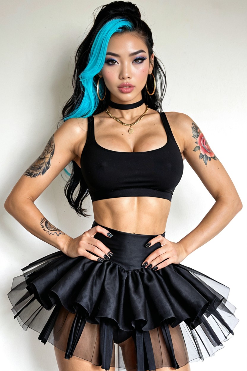 Blushing, Large Hoop Earrings, Snatched Waist Porno IA Asiatique