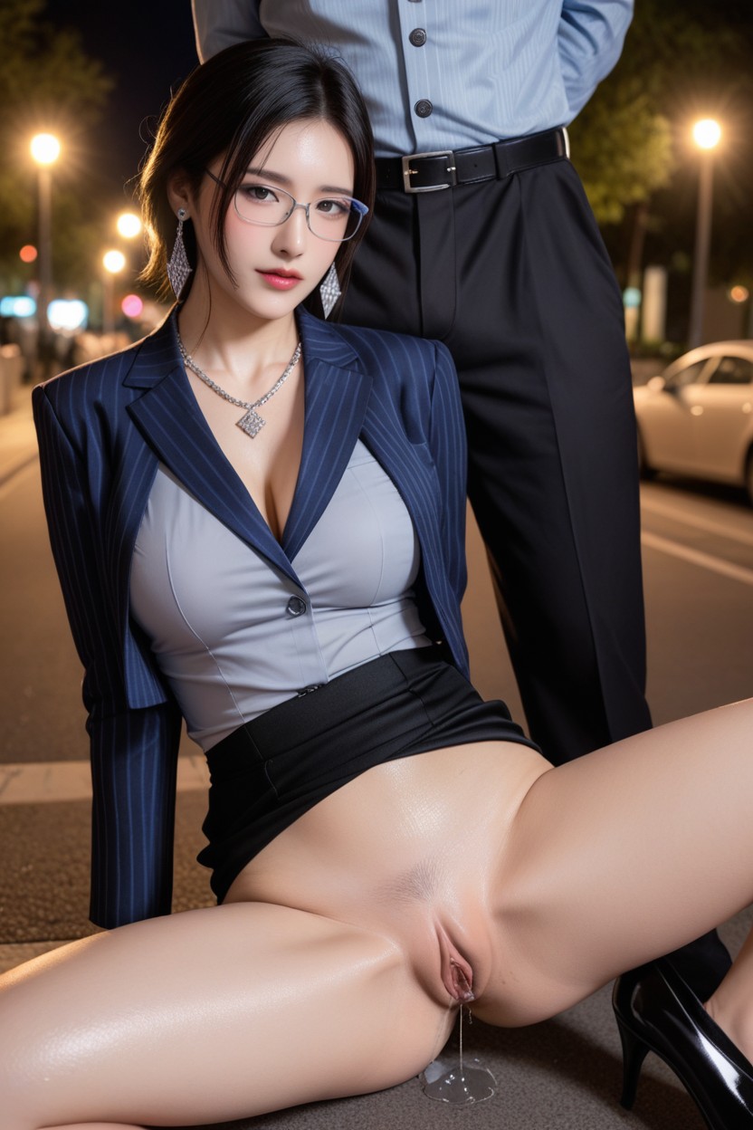 Medium Ass, Closed Mouth, Distinctive Elegant Beauty Porno asiático IA