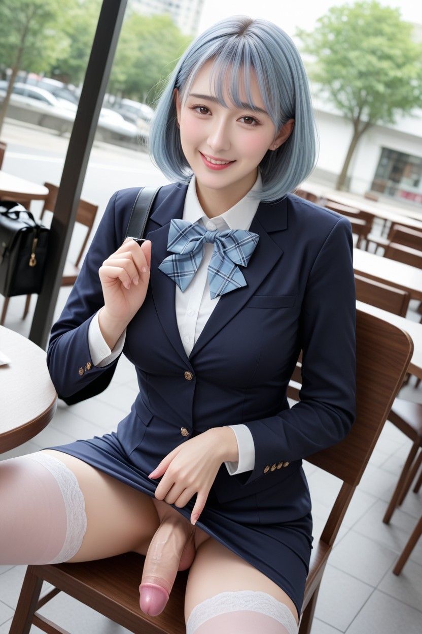White Cafe Table, Detailed, Detailed Porno IA Asiatique