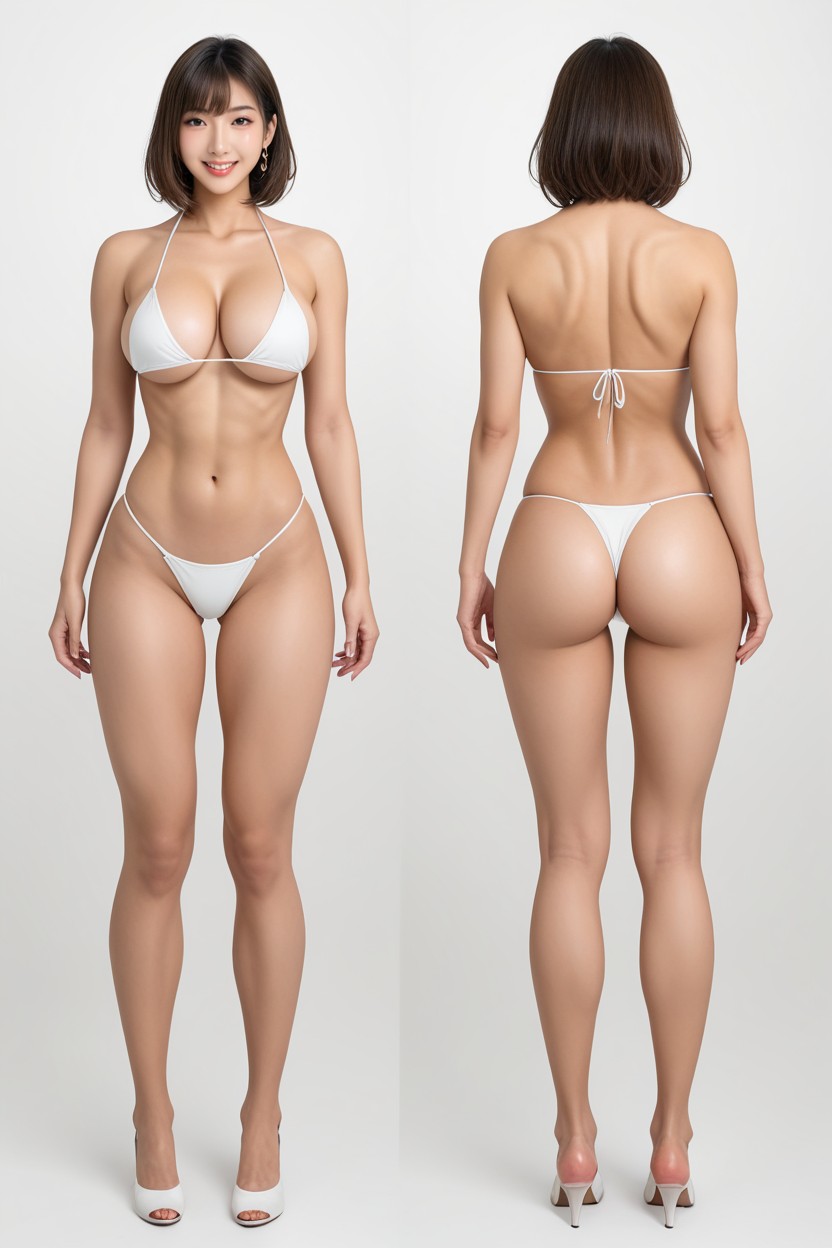 Bright Setting, Back View, Extremely Waist Asian AI Porn