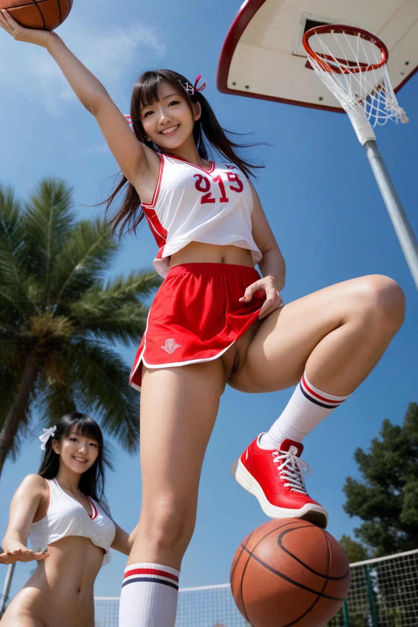 Holding Ball, 視聴者を見つめる, Pussy Focus アジアのAIポルノ