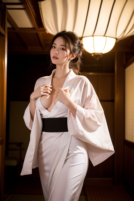 Long Legs, Neatly Dressed In A See-through Yukata, French Braid Porno asiático IA