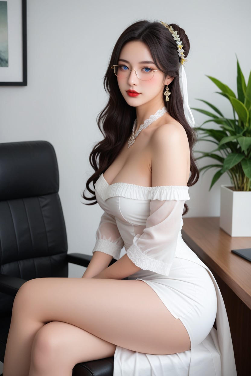 Big Charming Eyes, Realism, French Hair Bun Updo Asian AI Porn