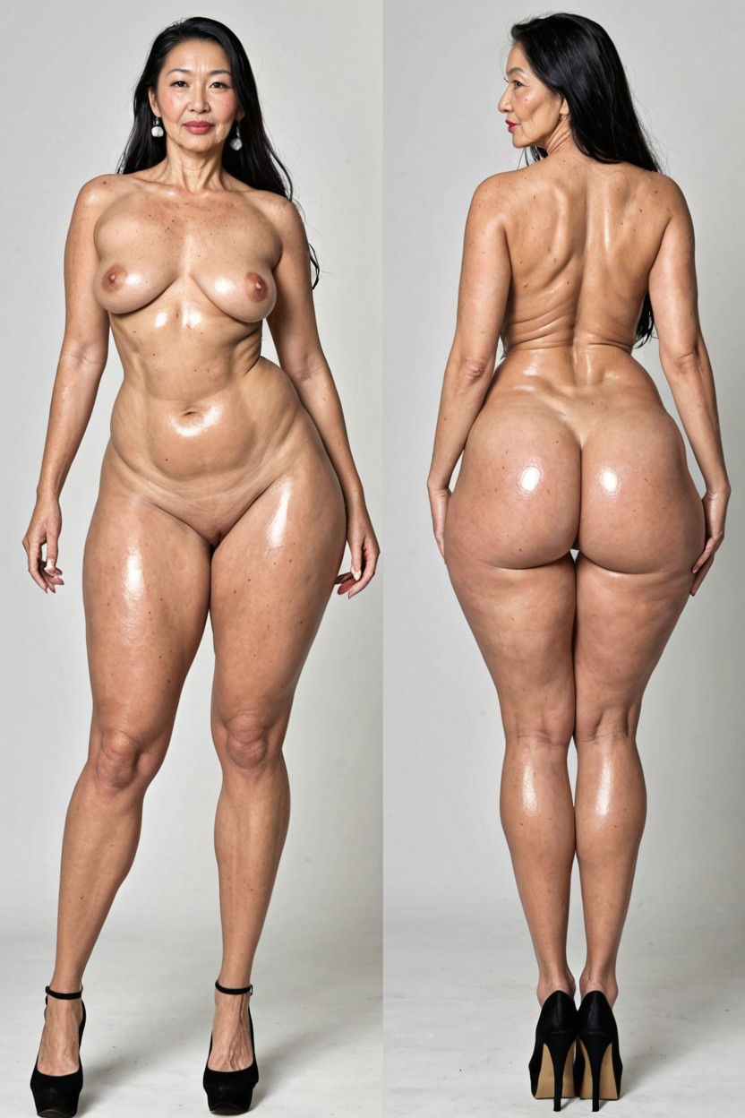 Tight Belly, Long Legs, Pelo Gris Porno asiático IA