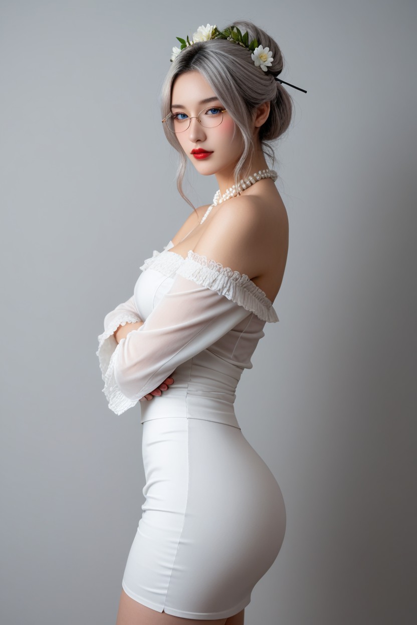 Tir À La Taille, Black Ribbon Tie, Bras Croisés Porno IA Asiatique