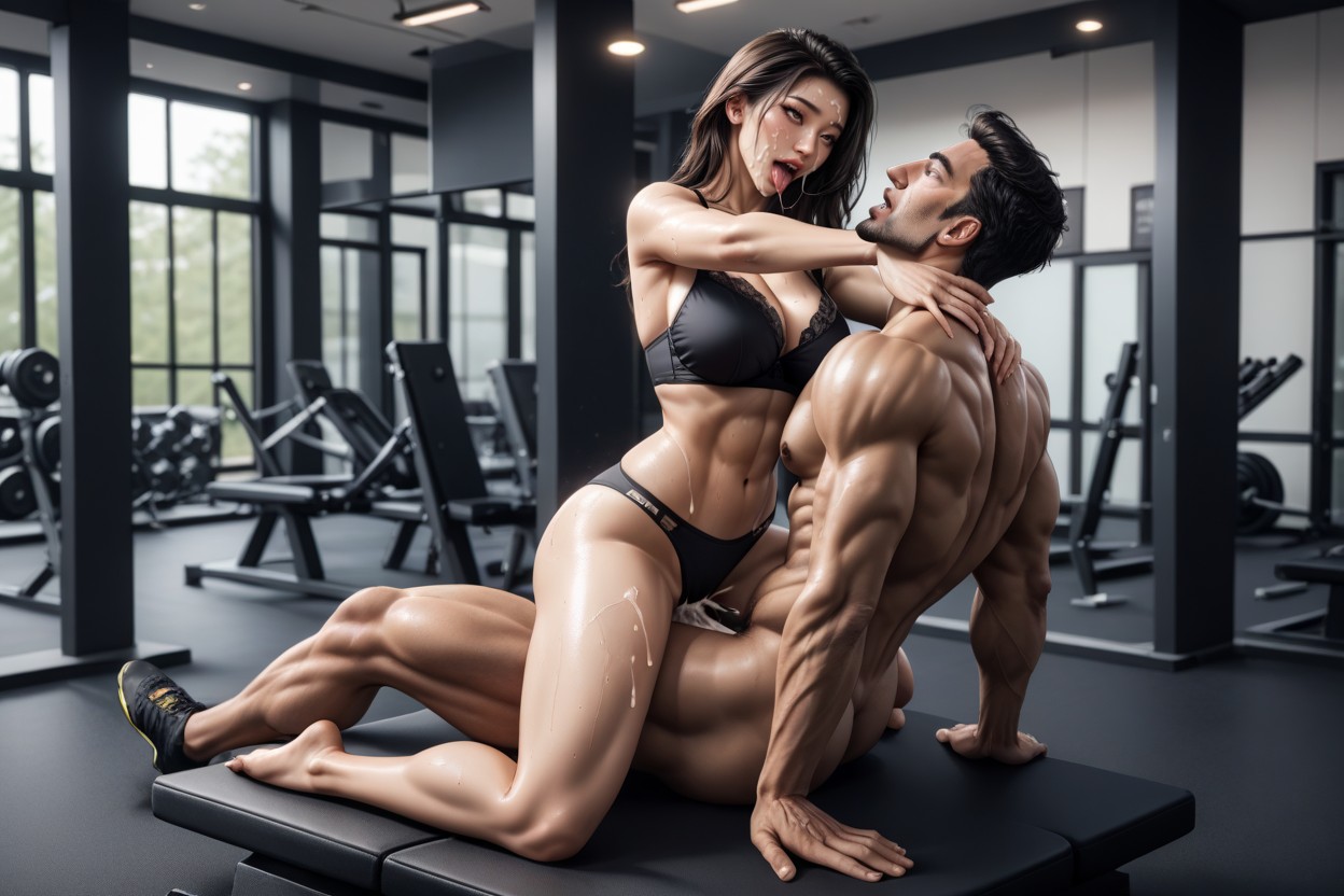 모델, Couple Side View, 딱 맞는 체형 아시아 AI 포르노