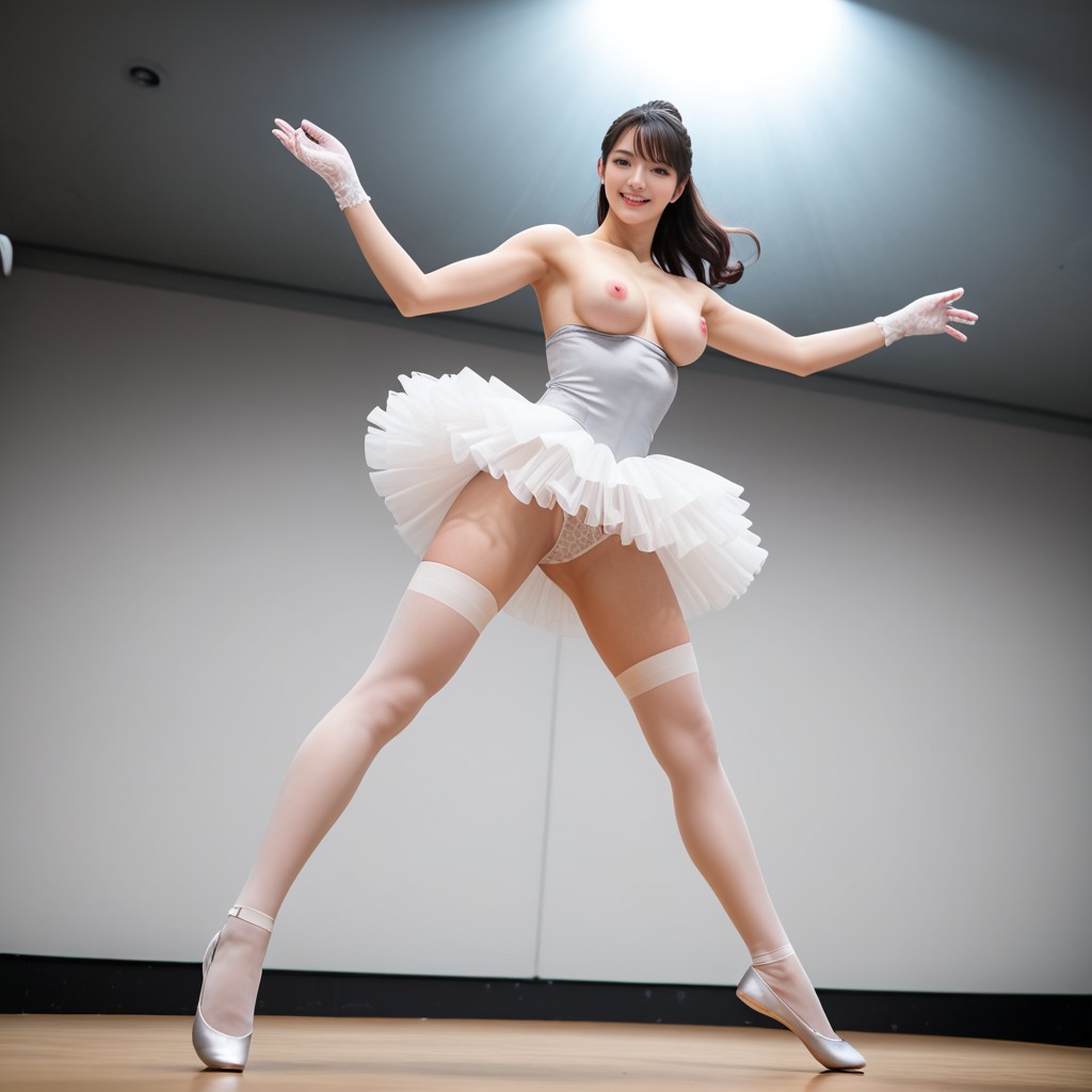 Mini Falda, Elegant Ballet Dancing, Showing Teeth Porno asiático IA