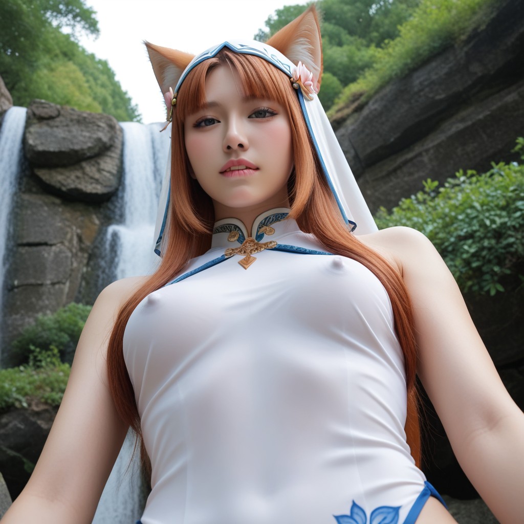 Realistic Style, 뷰어를 보면서, Nude Under Clothing 아시아 AI 포르노