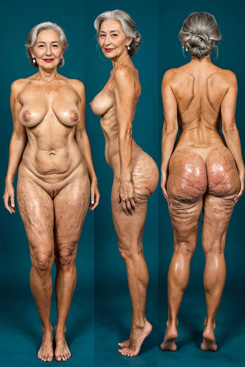 Extremely Hourglass Shape, Tight Attenuated Waist, Elder Grandma Body Asian AI Porn