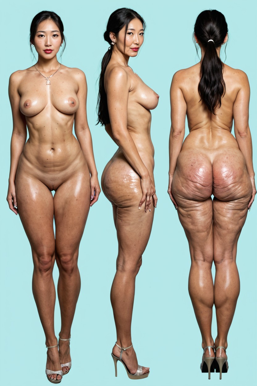 Bright Setting, Buttocks And Thighs Completely Full Of Cellulite Elder Grandma Face L, Tall Porno IA Asiatique