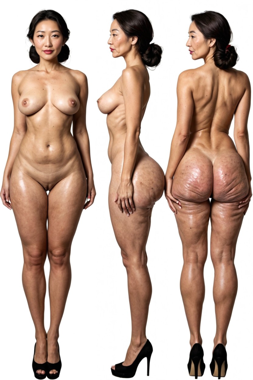 Extremely Tall, Tall, Reference Sheet Asian AI Porn