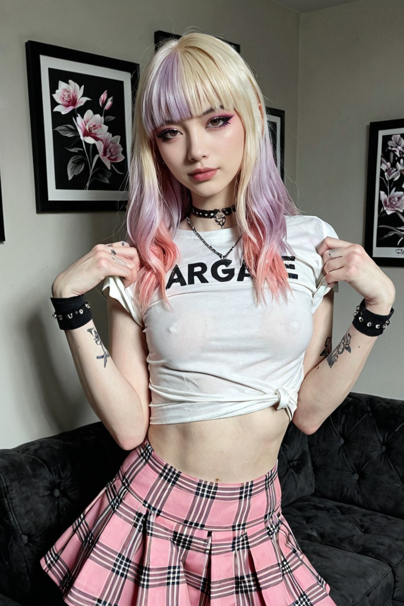 Micro Skirt, Korean Idol Face, Girly Looks Asian AI Porn