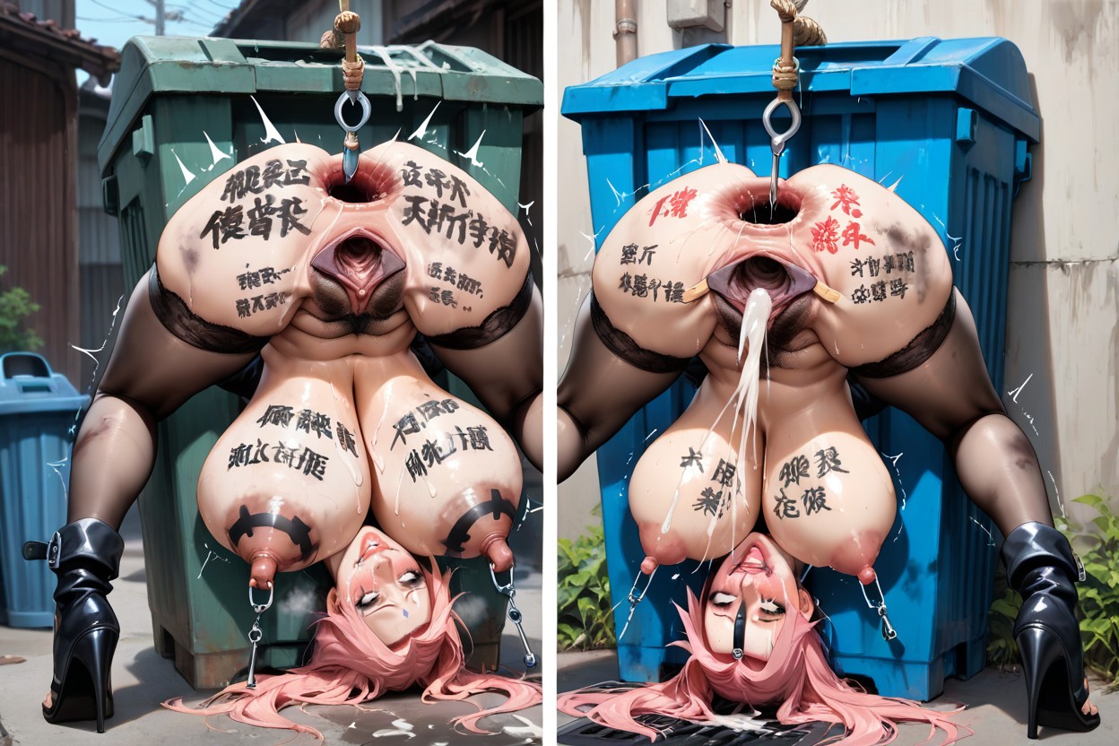 Hung Upside Down, Photorealistic, Ultra Detailed Porno IA Asiatique