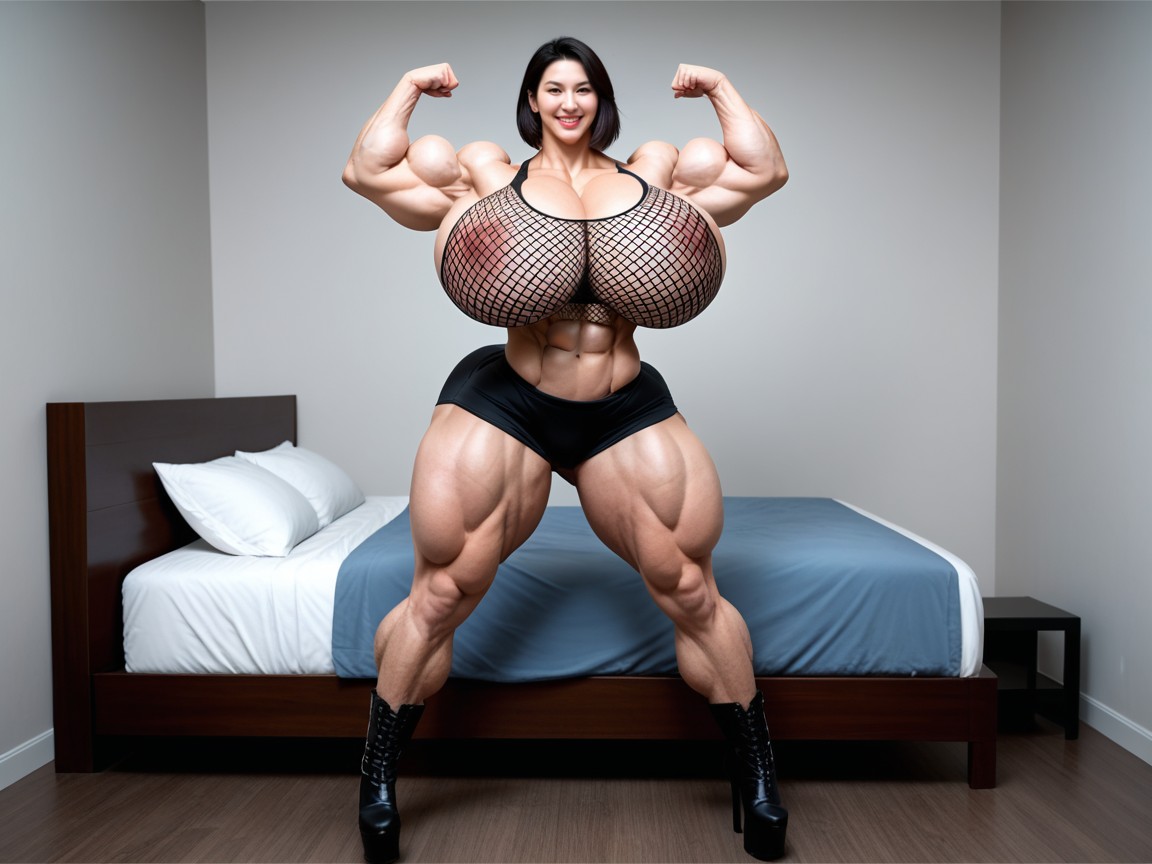 Fishnet Top, Hyper Absurdly Gigantic Massive Muscle, Hips AI國產黃片