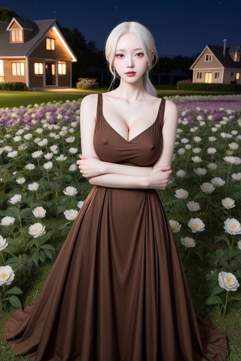 Large Breast, Brown Eyes, Brown House Dress Porno IA Asiatique