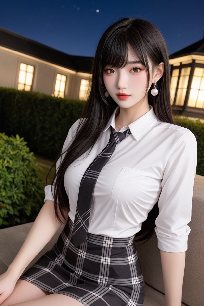 Black Plaid Tie, Korean Idol, Idol Face AI国产黄片