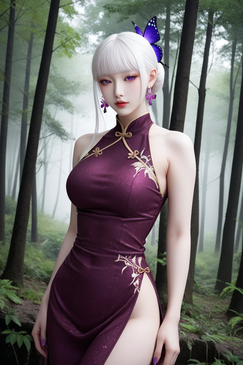 Light Purple Eyes, Beautiful Face, Gran Angular Porno asiático IA