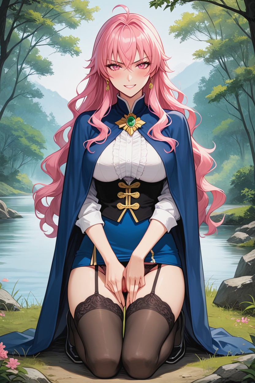 She Holds A Magic Wand, Pink Eyes, Grabbing Tits アジアのAIポルノ