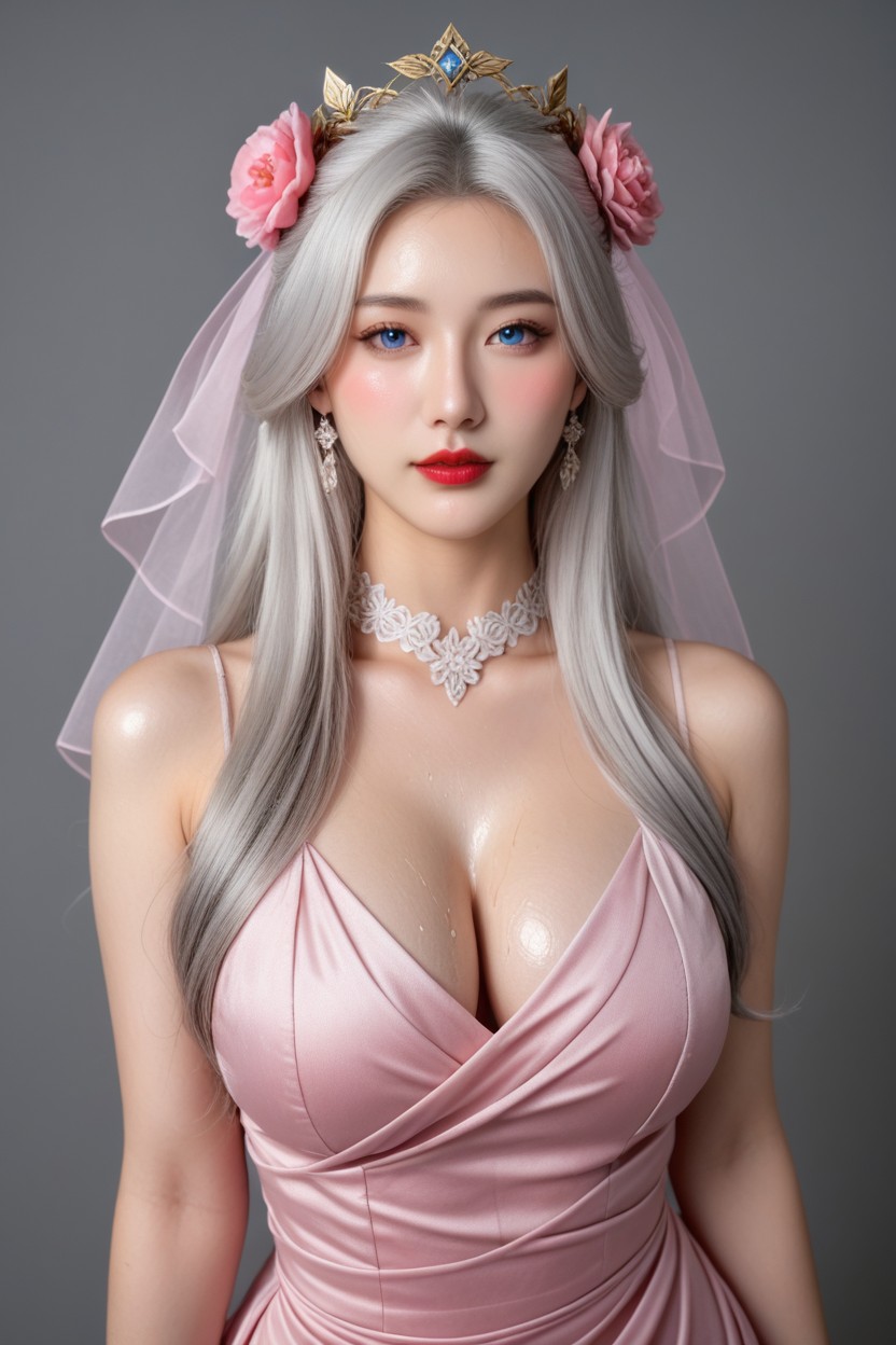 Ultra Realistic, Pretty Korean Idol Face, French Hair Bun Updo アジアのAIポルノ