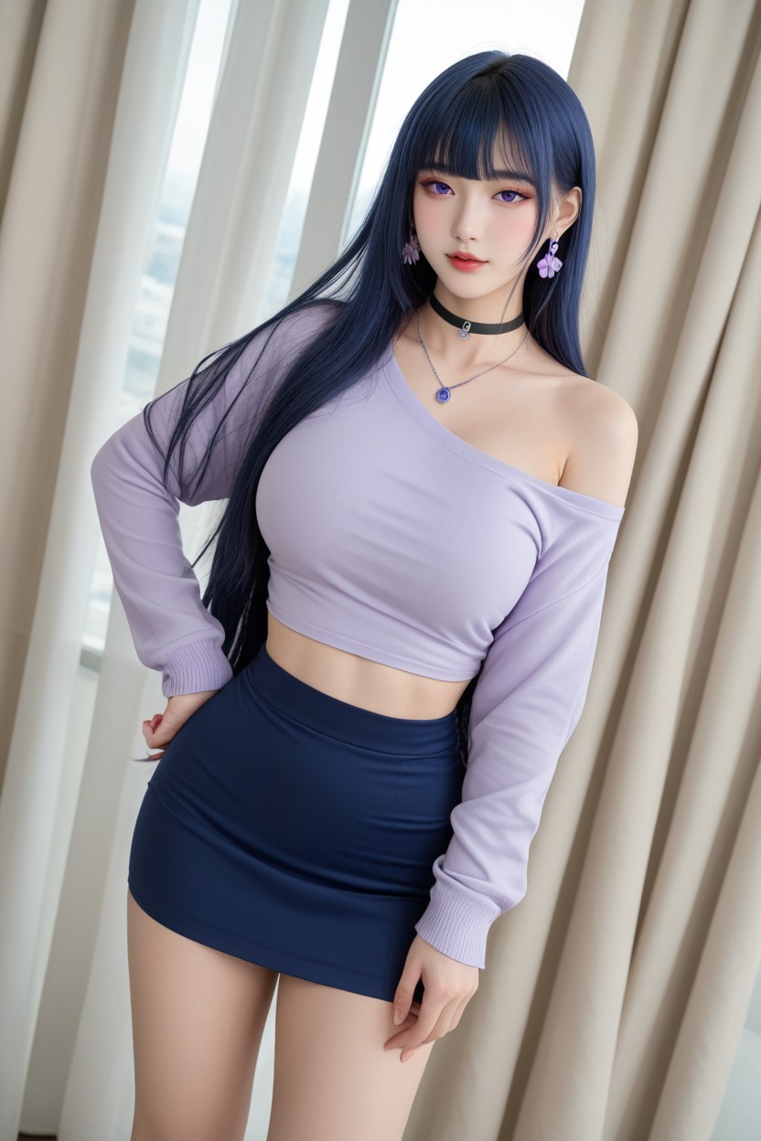 Dark Blue Skirt, Hourglass Figure, Perfect Korean Idol Face AI國產黃片