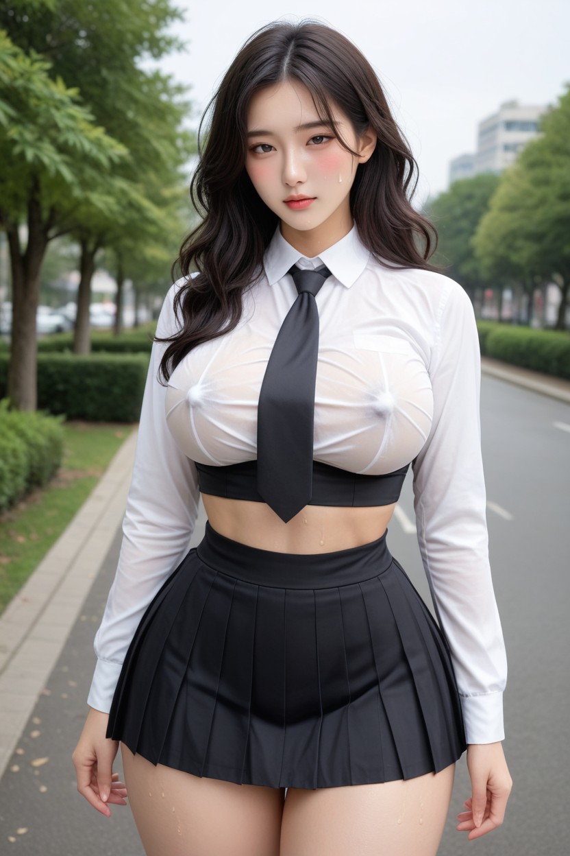 Model, Black Skirt, Extremely Wide Hips AI國產黃片